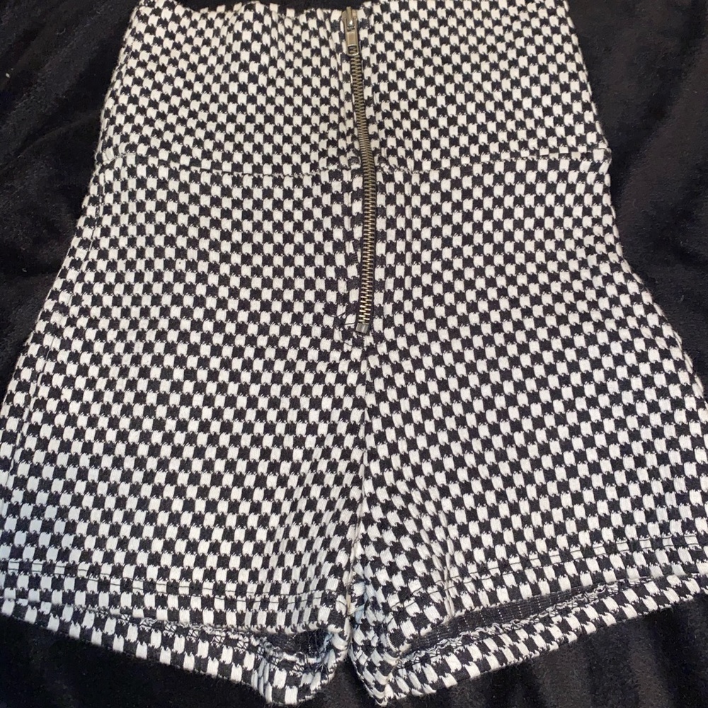 High Waist Checkered Shorts